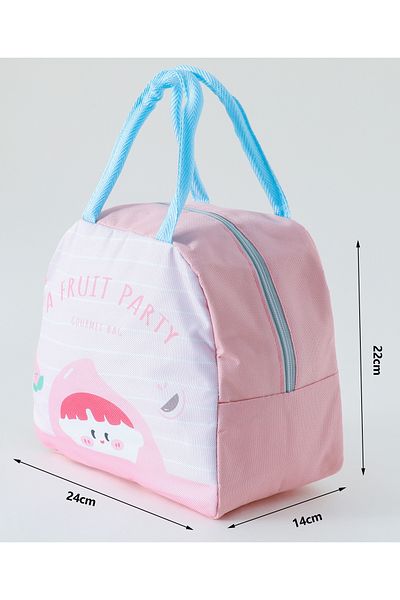 Fab N Funky A Fruit Party Themed Lunchbag, Lightweight, Spacious, Travel-Friendly - Pink