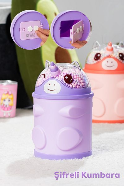 Porsima 044-1 Κλειδαριά με κωδικό PVC Unicorn Piggy Bank Lilac 11x18,5cm