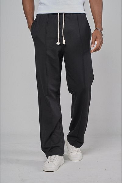 Butik Comfortable Fit Pants with Elastic Waist and Front Slit