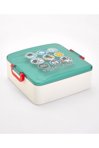 Babyhug Babyhug Lunch Box Set, Universe and Galaxy Theme, Leak-Resistant- White and Green