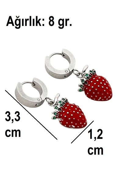 Siya Silver Non-Tarnish Steel Zircon Stone Dangle Strawberry Earrings
