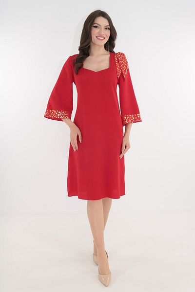 Vanessa Line RO Elegant red dress with gold trim