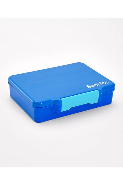 Bonfino Bonfino Lunch Box with Cutlery and Side Dish Container, 1330 mL, 23 x 17 x 5.5 cm - Blue