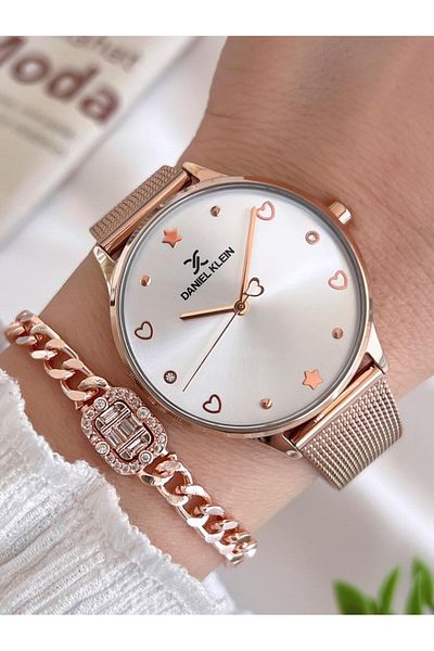 Daniel Klein Steel Cord 3 Atm Water Resistant Special Design Women Wrist Watch+Bracelet Vs.Blkt.0449
