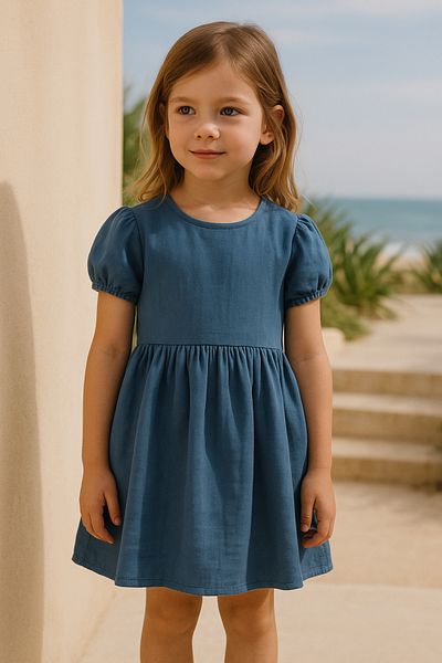 Hilal Akıncı Kids Cotton Linen Basic Dress