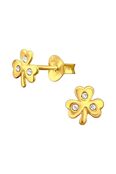 Sophia Collection Children's earrings 925 silver 24K gold plated flower pattern