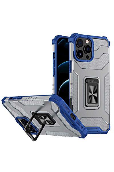 OEM Husa de protectie pentru iPhone 13 Pro Max, Hurtle, TPU, Gri/Albastru