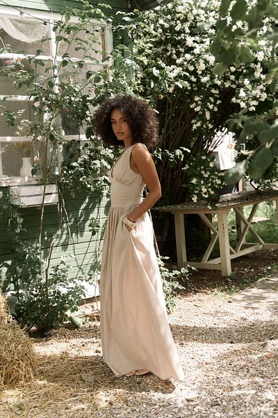 BOHEMAİ Emilia Corset Detail Stone Μακρύ Φόρεμα