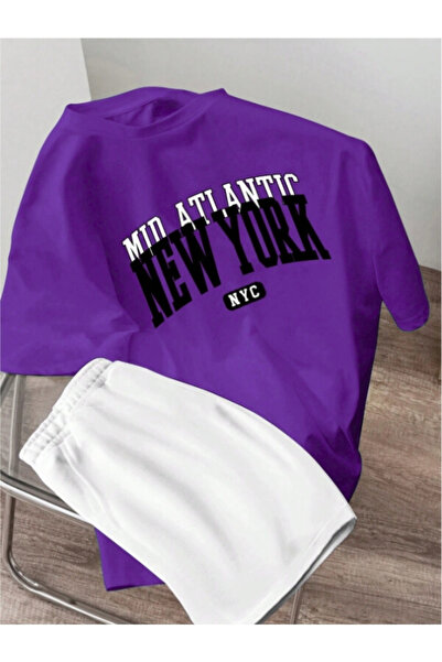 MOONBULL Σετ μπλουζάκι-σορτς Unisex New York Printed Oversize