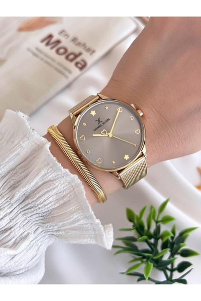 Daniel Klein Steel Cord 3 Atm Water Resistant Special Design Women Wrist Watch+Bracelet Vs.Blkt.0450