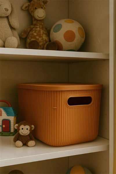 Bayev Colors Orange 3 Pieces 6 Lt Cabinet Organizer Organizer Toy Box Storage Box with Lid