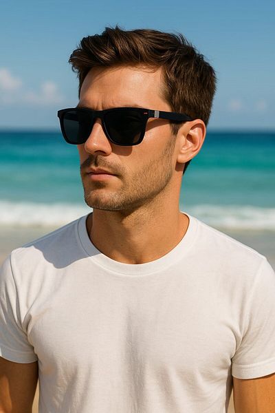 Kesene Red Detail Stylish Style Unisex Sunglasses Uv 400 Protection Polarized Frame Metal Hinged Glasses