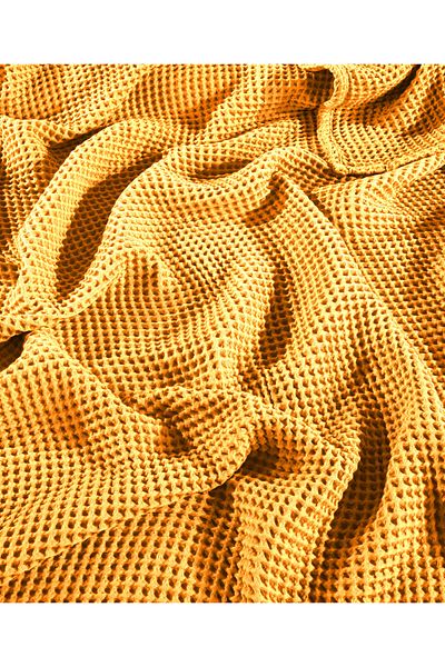 destinyhometex Mustard Color Waffle Pattern Fringeless Sofa Cover/Tv Blanket 140X200Cm