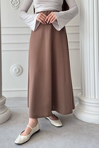 InStyle Διπλή Πλεκτή Υφασμάτινη Φούστα - Καφέ