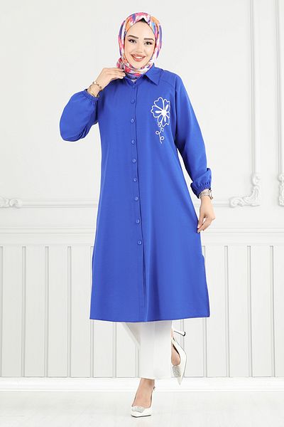 ModaMerve Λεπτομέρεια κεντήματος Hijab Tunic 4095PM1063-M Saks