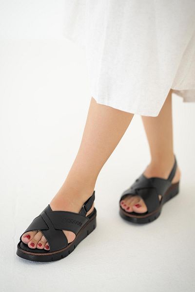 Parponi Venice Women's Genuine Leather Sandals Black