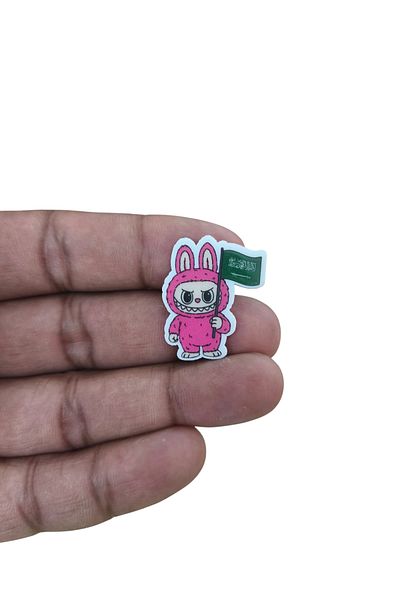 LABUBU Metal Sticker for Mobile or An Smooth Surface Shape of Labubu with Saudi Flag