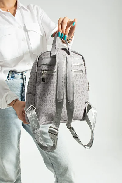 Just Polo Rose 2042 Printed Faux Leather Brand Printed Women's Backpack (Size: Width 28 Height 29 cm)