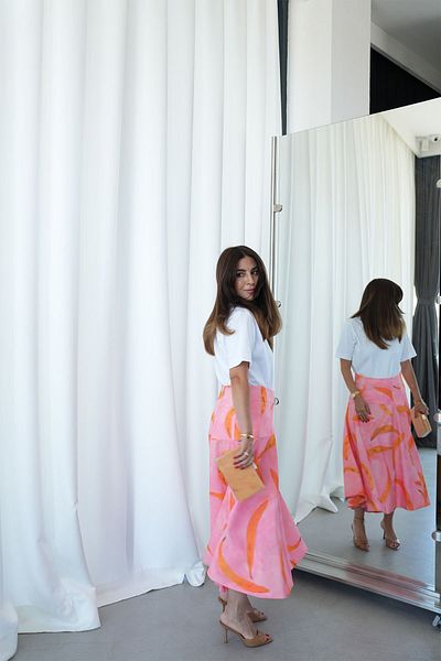 Özge Özgenç Patterned Flared Wide Fit Skirt
