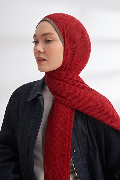 ARMANDA Red Muslin Piping Shawl