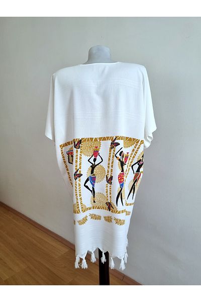 Milenam Authentic Pattern Bamboo Fabric Tunic Pareo Summer Dress