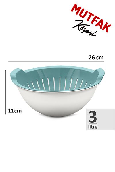 Mutfak Köşesi Handy Bowl Strainer Set 3 Lt - Multi-Purpose Bowl Strainer Blue