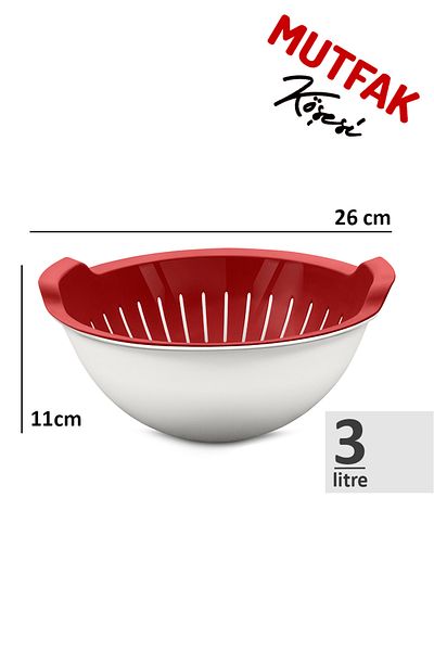 Mutfak Köşesi Handy Bowl Strainer Set 3 Lt - Multi-Purpose Bowl Strainer Red