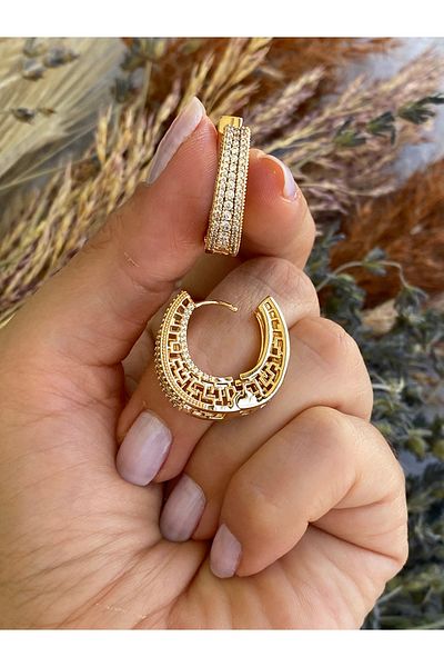 Lucios Golden Craftsmanship Labyrinth Hoop Earrings