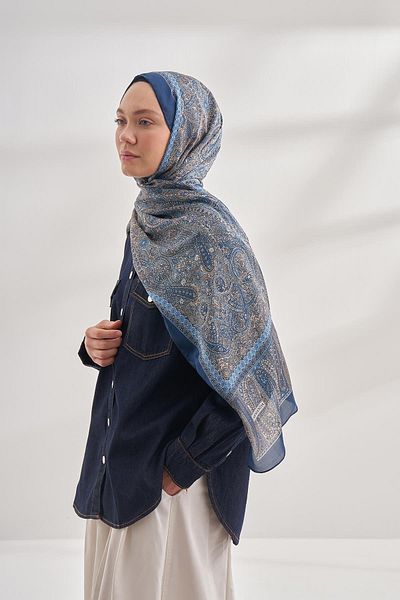 ARMANDA Ethnic Voile Vintage Σάλι - Navy Blue