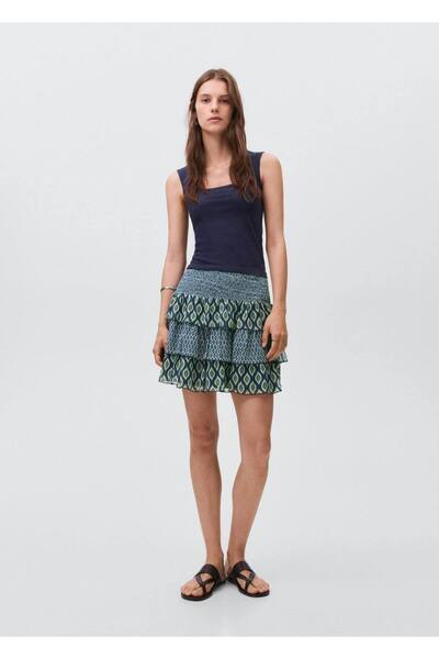 Mango Teen Desenli fırfırlı etek