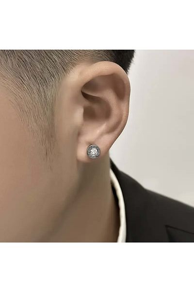 ACAR TAKI Men's Steel Back Screw Barbell Earring 6Mm-Silver Color Acr5475