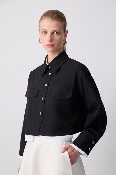 Touché Privé Cep Detail Poplin Crop Shirt