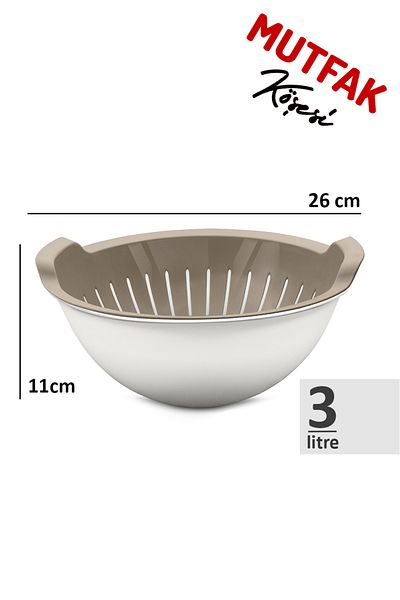 Mutfak Köşesi Handy Bowl Strainer Set 3 Lt - Multi-Purpose Container Strainer Beige