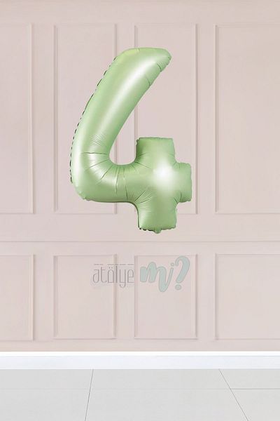 Atölye Mi 4 Retro Green Number Balloons 34 Inch 4 Years Old Balloon
