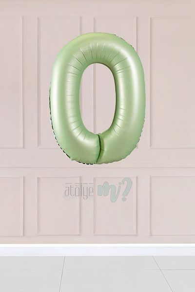 Atölye Mi 0 Retro Green Number Balloon 34 Inch Age Balloon