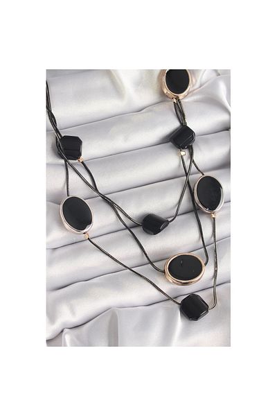 Skygo Brass Black Color Chain Crystal Stone Women's Necklace - Tj-Bko9619