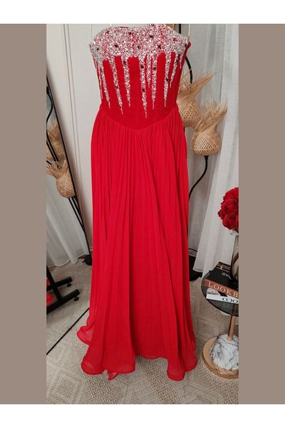 Nice Model Black Strapless Pleated Chiffon Evening Gown with Silver Sequin Embellishments - Formal Prom Dress