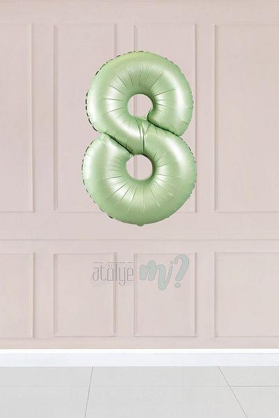 Atölye Mi 8 Retro Green Number Balloon 34 Inch 8 Years Old Balloon