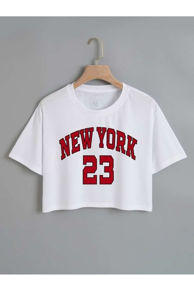 OVER HEAD Crop oversize imprimat New York 23 pentru femei