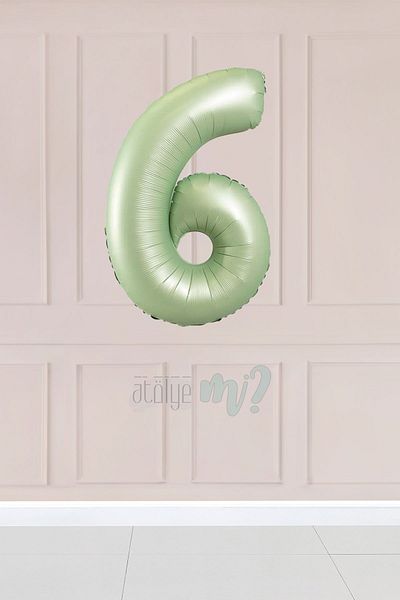 Atölye Mi 6 Retro Green Number Balloons 34 Inch 6 Years Old Balloon