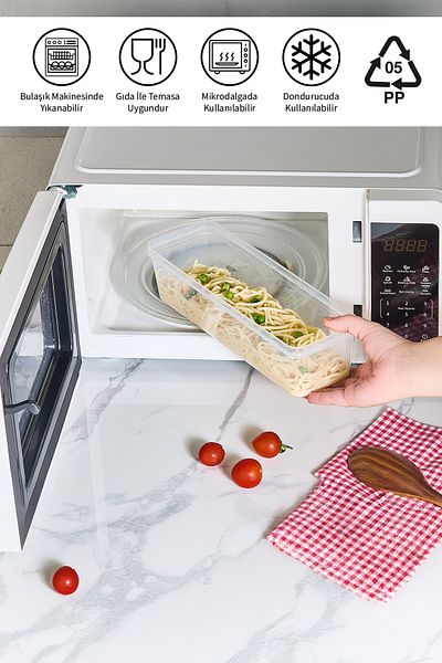 bizimevde 6 Storage Containers (2 Large-4 Medium Size) 4 Liters + 1.3 Liters Deep Freezer Microwave Compatible