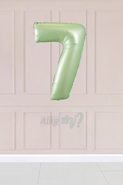 Atölye Mi 7 Retro Green Number Balloon 34 Inch 7 Years Old Balloon