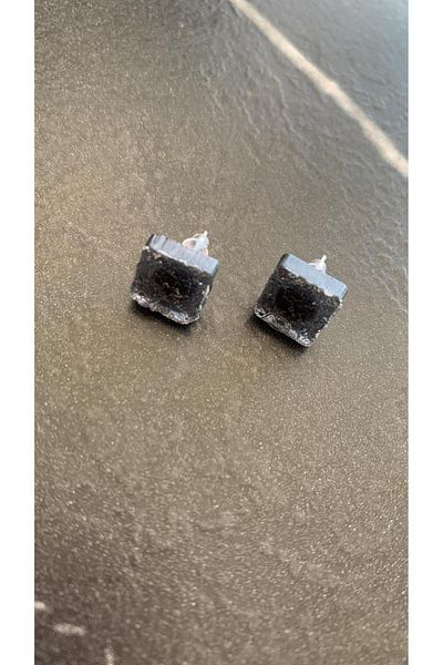MISS GOLDEN Serrated Shiny Smoked Colorful Square Shape Epoxy Earrings with Gold Accessories Handmade Gift