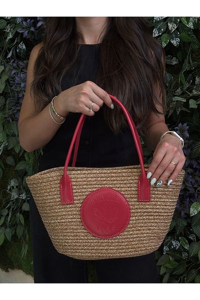 MaVaux Paris Straw Leather Detailed Lined Beach Bag