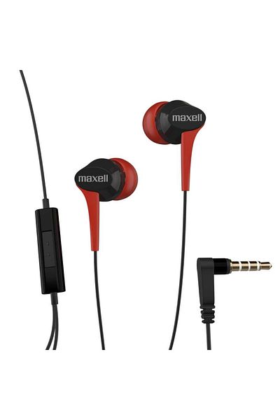 Maxell Fusion In-ear Headphones With Microphone, 3.5mm Jack , Cable Length 130 Cm, Black With Red
