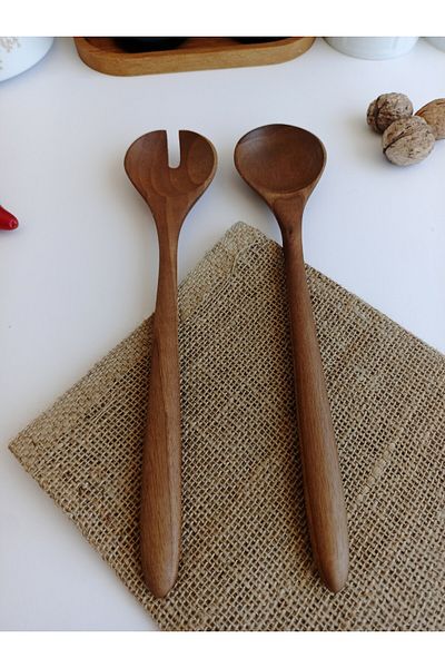 AYSAN Handmade Walnut Wood Spoon Fork Serving Set.