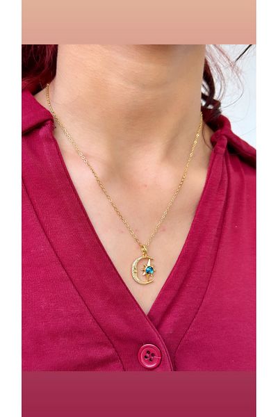 İNN JEWELLERY Steel Necklace with Tarnish-Free Planet Figure (2 Years Importer Guarantee)