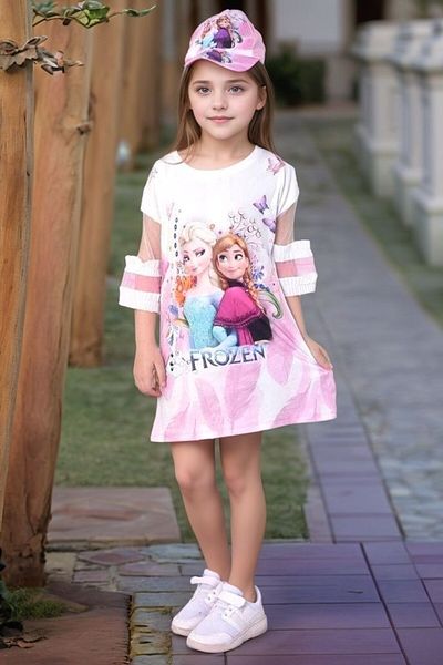 ABİYEKİDS Rochie Elsa cu mâneci din tul cu detaliu pălărie Aby225