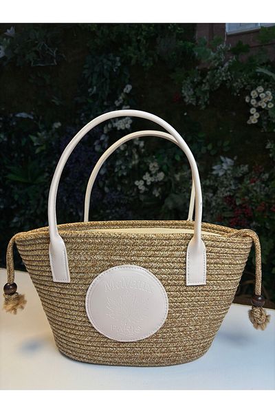 MaVaux Paris Wicker Leather Λεπτομερής τσάντα παραλίας με επένδυση