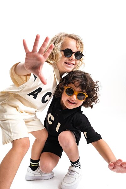 Accessories Vanilla Avenue Cream Color Polo Neck Unisex Bottom Top Logo Shorts T-Shirt Children's Set